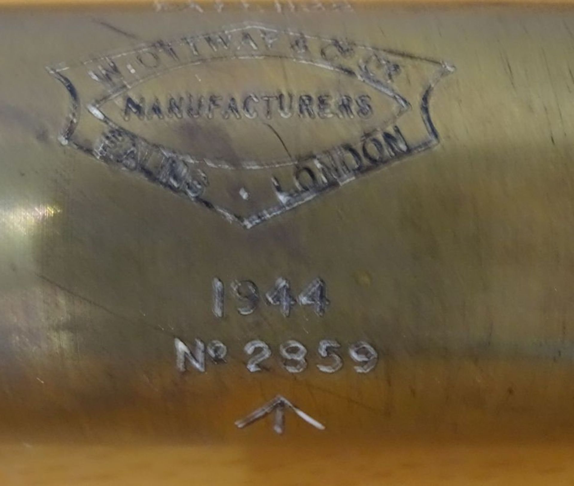 schweres Messing-Fernrohr "Ottway&Co-London" 1944 datiert, L-ca. 55 cm - Image 3 of 5