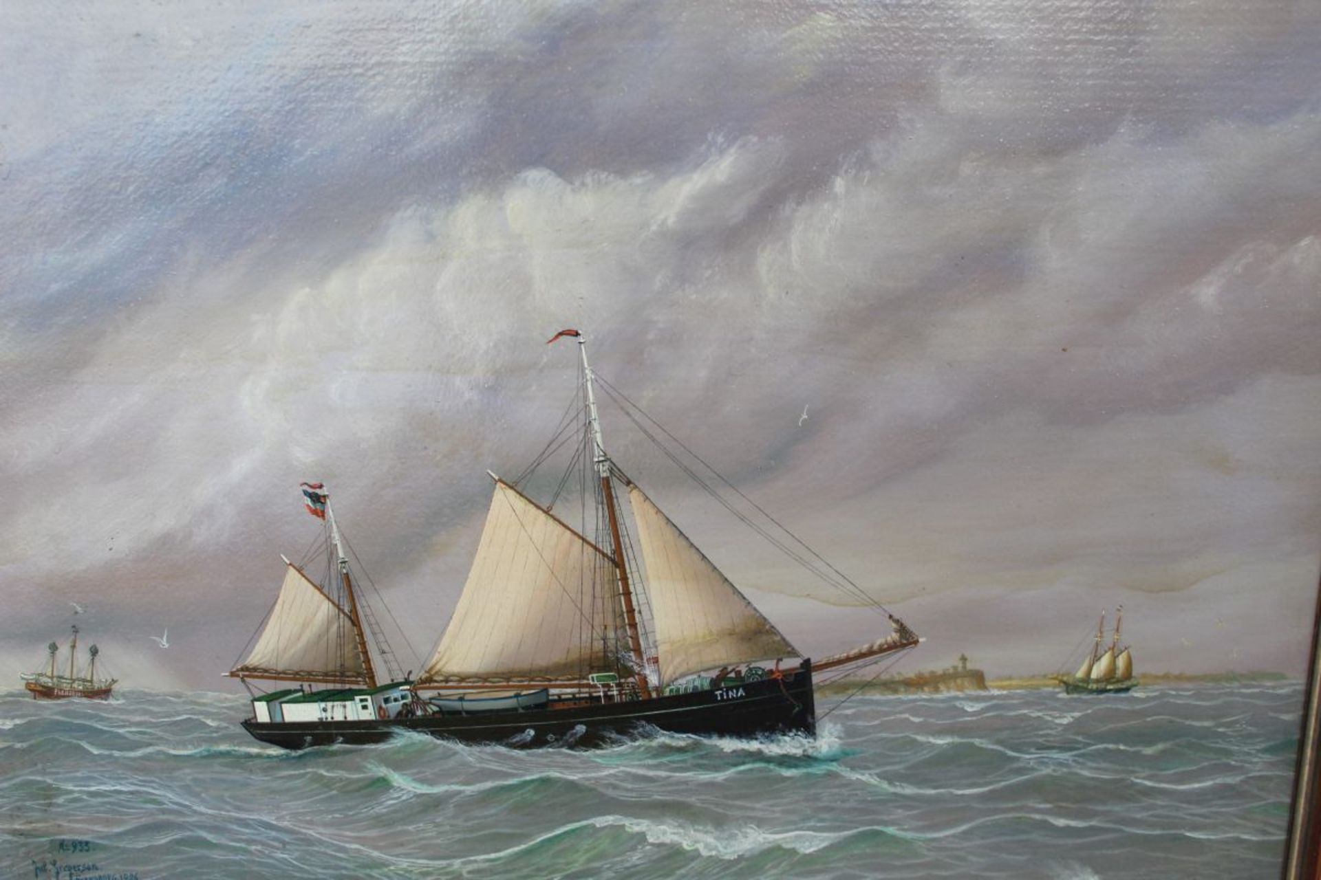 Julius GREGERSEN (1860-1953)  Kapitänsbild, betitelt und signiert, dat. 1926 "MS Tina-Hamburg, Kapi - Bild 3 aus 9