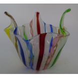 Murano Taschentuch (Fazoletto) Vase, bunt, H-9 cm, D-10 cm