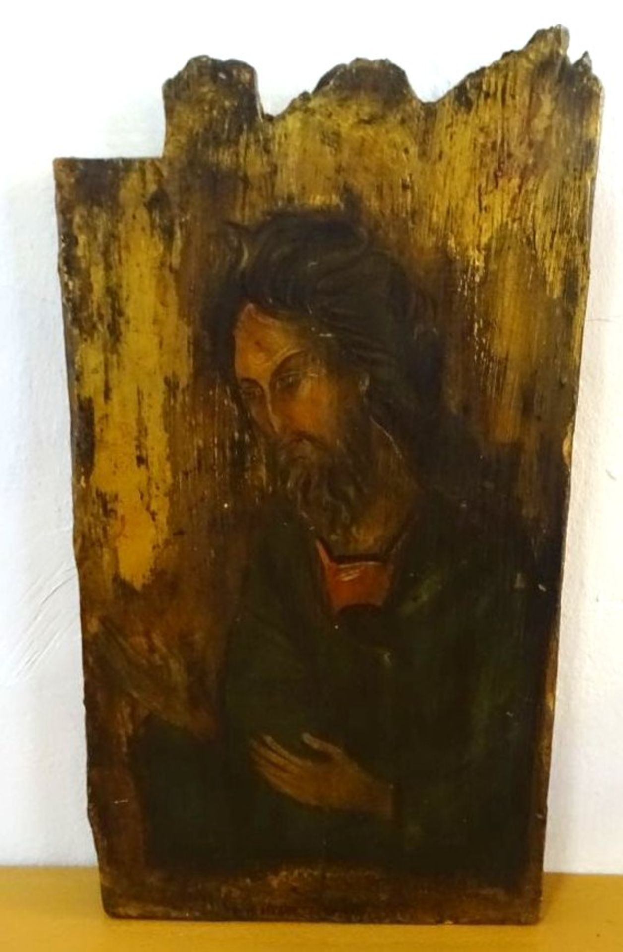 Ikone nach altem Vorbild, verso betitelt, "Johannes der Täufer" auf Holz, 48x25 cm