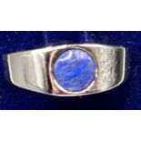 Silberring-835-, blauer Stein, Ring wohl verkleinert, RG 48, 4,1 gr.