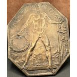 gr. Bronzeplakette "Freistadt Danzig" 1929, Kampfspiele3 T.V. Neufahrwasser 28.7.29, ca. 11x9 cm