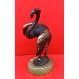 Antonín MARA (1877-1946)  (Attrib) "Flamingo" Bronze mit Onyxsockel, signiert "MARA", H-14,5 cm