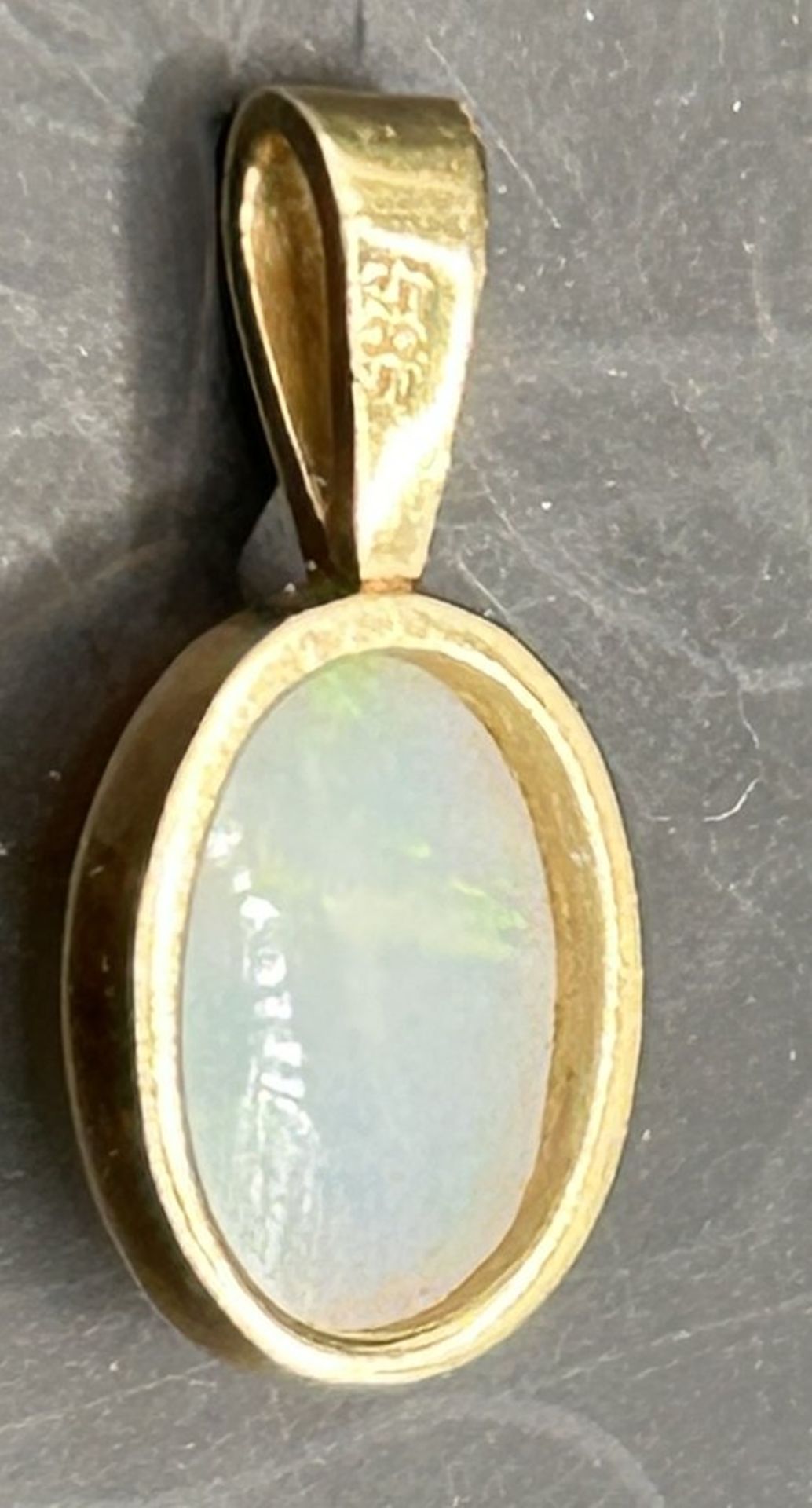kl. Goldanhänger-585- mit Opal, 1,2 gr., L-1,9 cm - Bild 4 aus 4