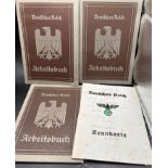 3x  Arbeitsbücher, 1 Kennkarte, III.Reich
