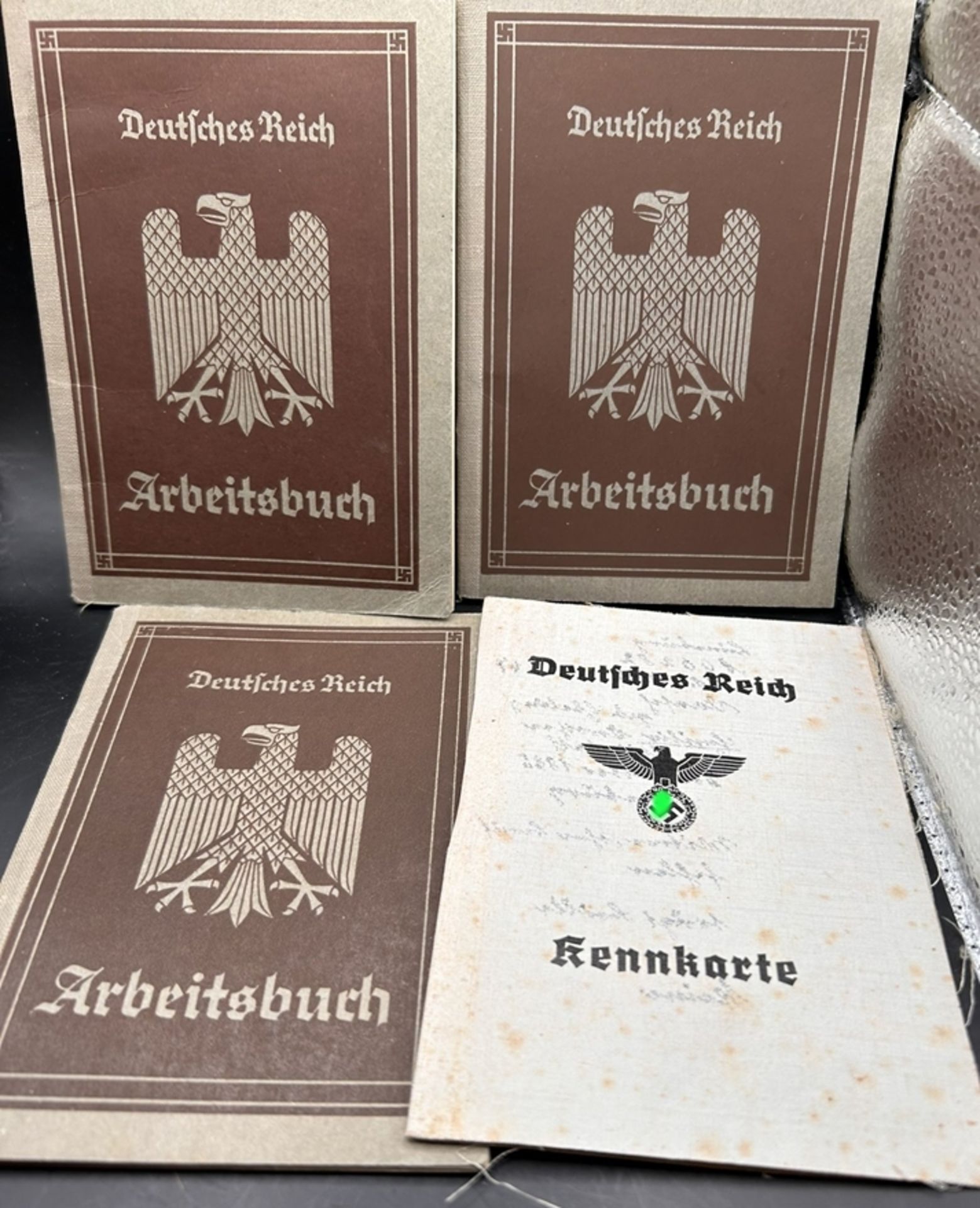 3x  Arbeitsbücher, 1 Kennkarte, III.Reich