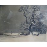 Georg Bernhard MÜLLER VOM SIEL, (1865-1939) "Winterliche norddt. Landschaft" Aquatinta Radierung mi