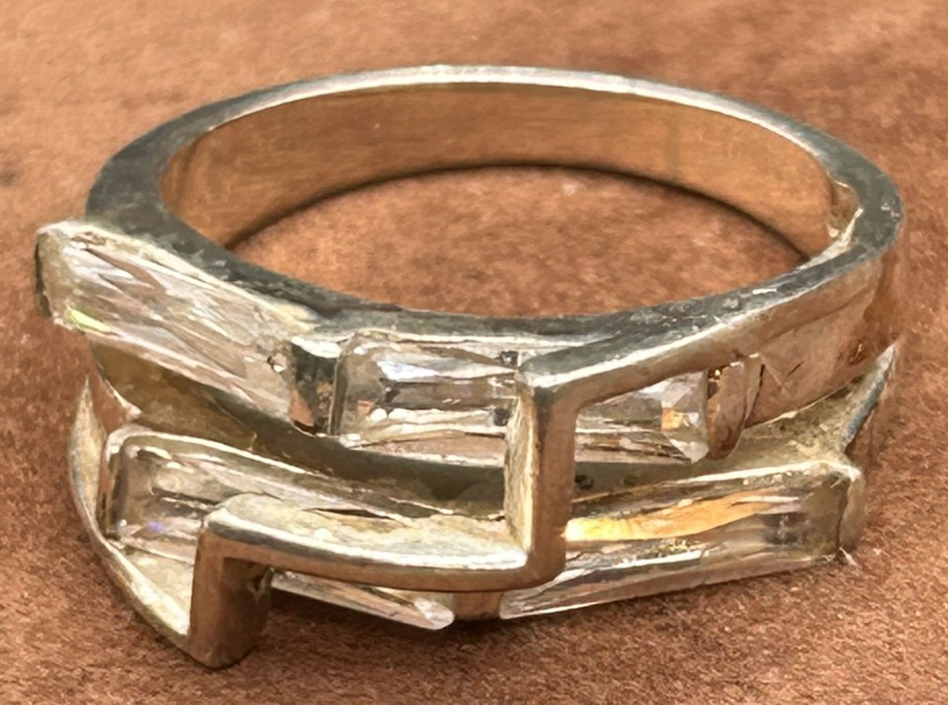 Silberring-925- mit klaren Steinen, RG 60, 7,2 gr. - Bild 5 aus 5