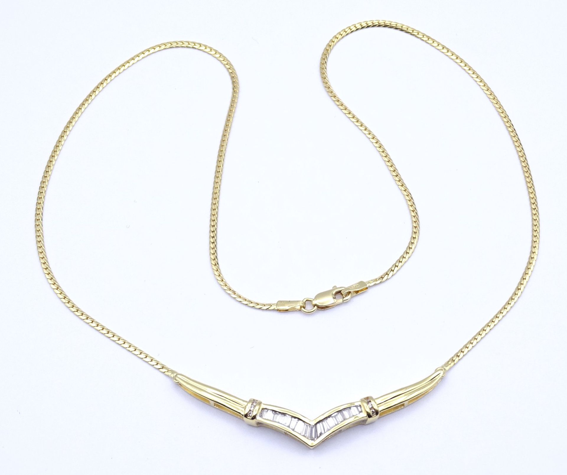 750er GG Collier mit Baguette Diamanten, L. 44,5cm, 8,5g. - Bild 2 aus 5