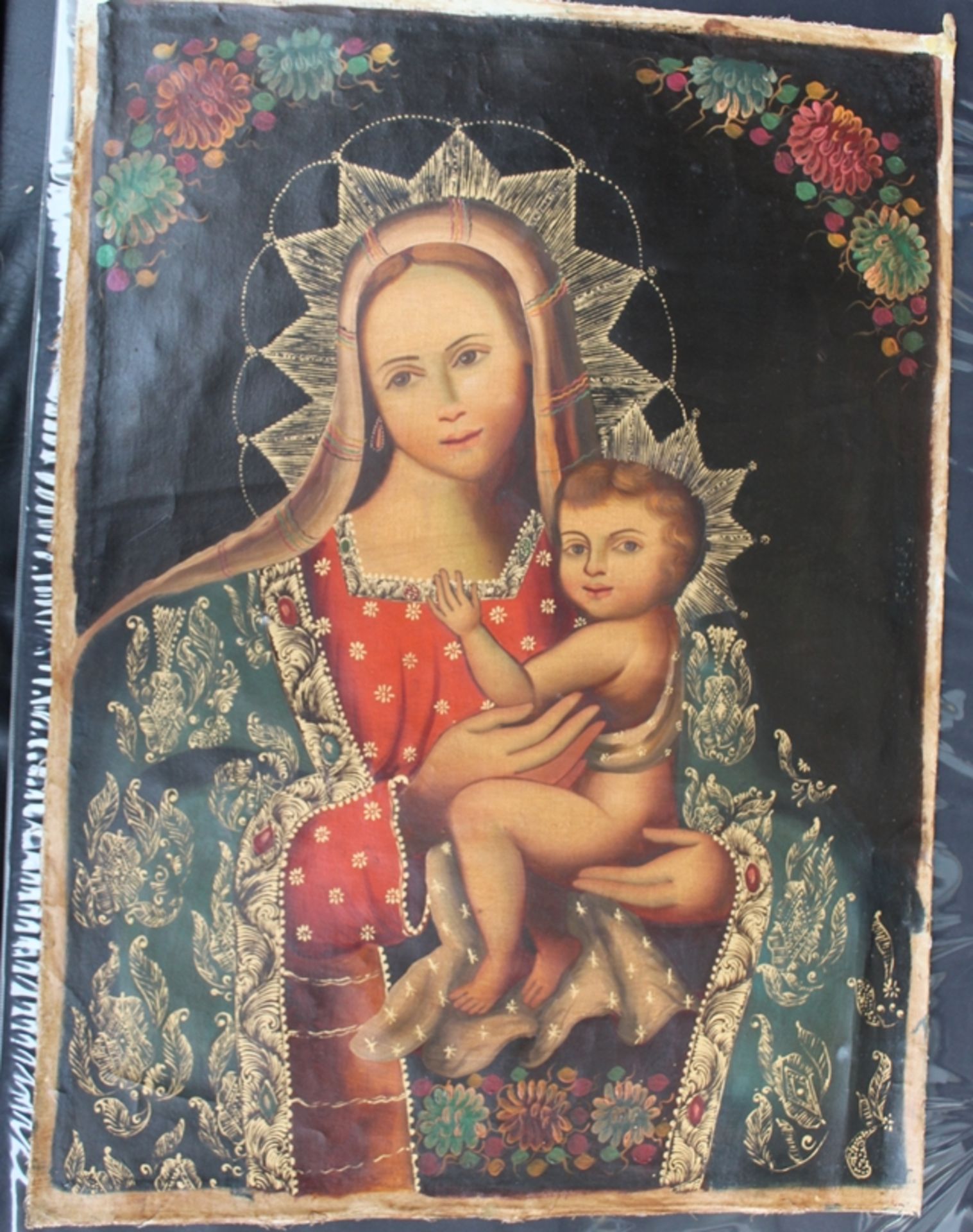 Victor Navarro, christl. Motiv Madonna mit Kind, Öl/Leinen, wohl 19.Jhd?, ca. 72x53 cm, nicht signi