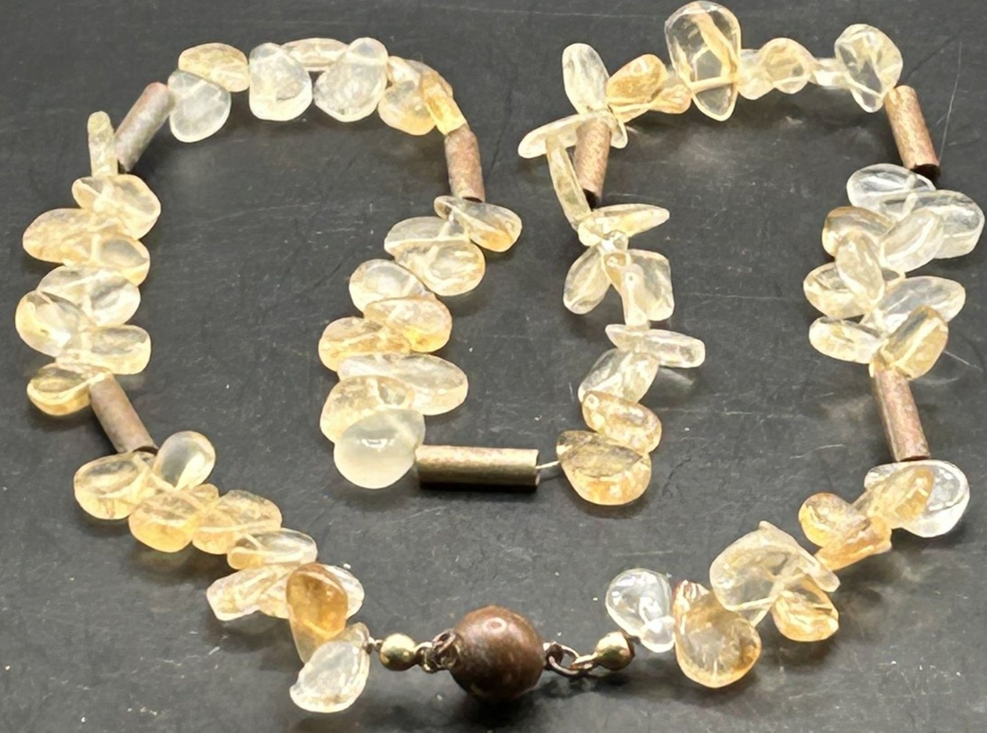 Halskette, helle Steine, L-ca. 46 cm - Bild 2 aus 3