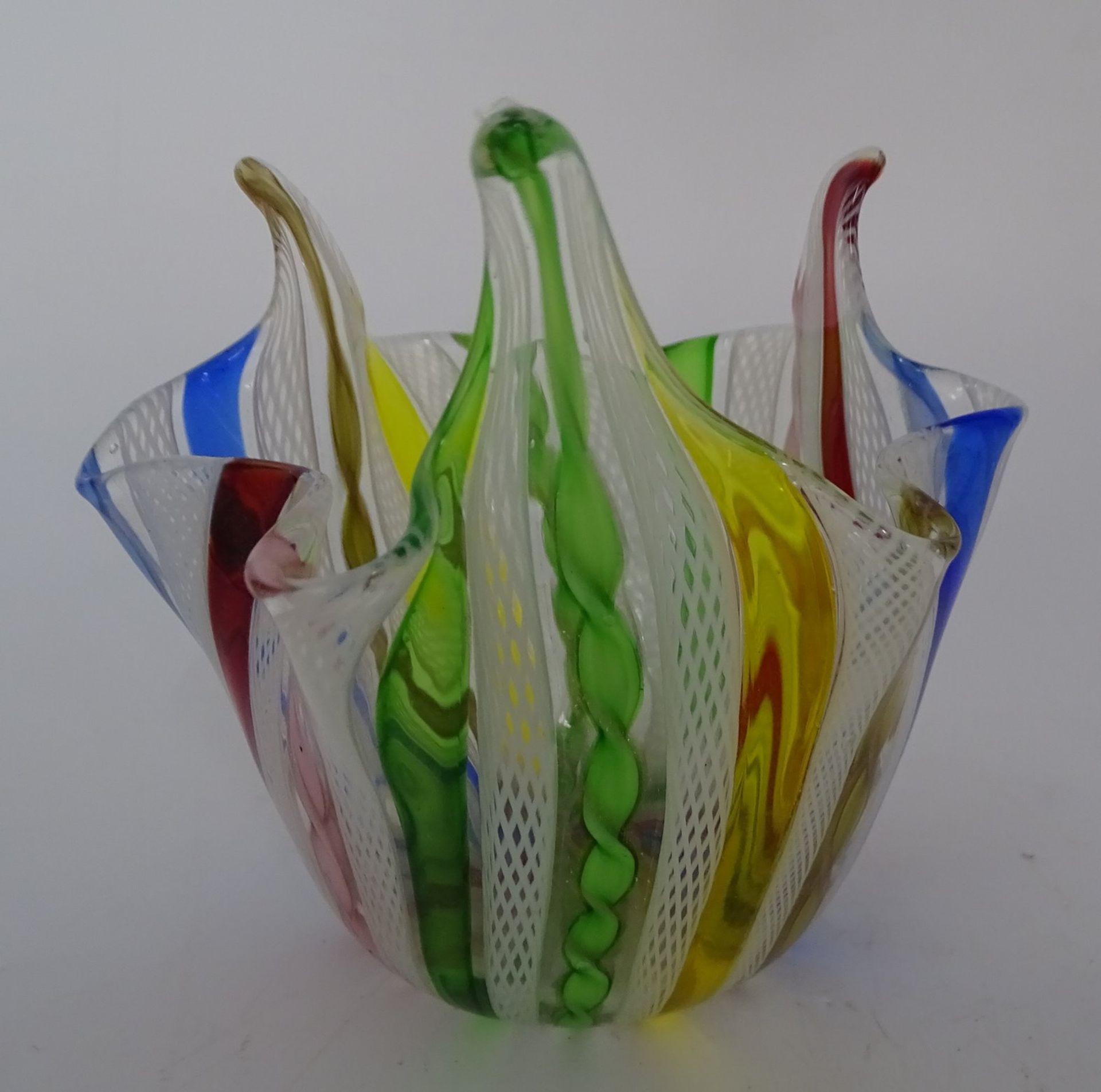 Murano Taschentuch (Fazoletto) Vase, bunt, H-9 cm, D-10 cm - Bild 2 aus 4
