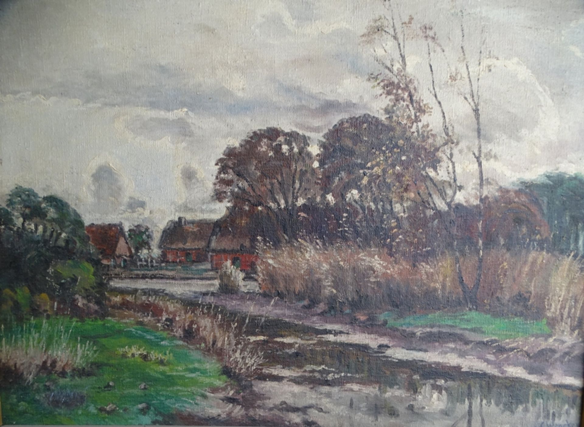 Sophie WENCKE (1874-1963)  "Bauernhaus bei Worpswede" grosses Gemälde Öl/Leinen, gerahmt, RG 84x103 - Bild 2 aus 6