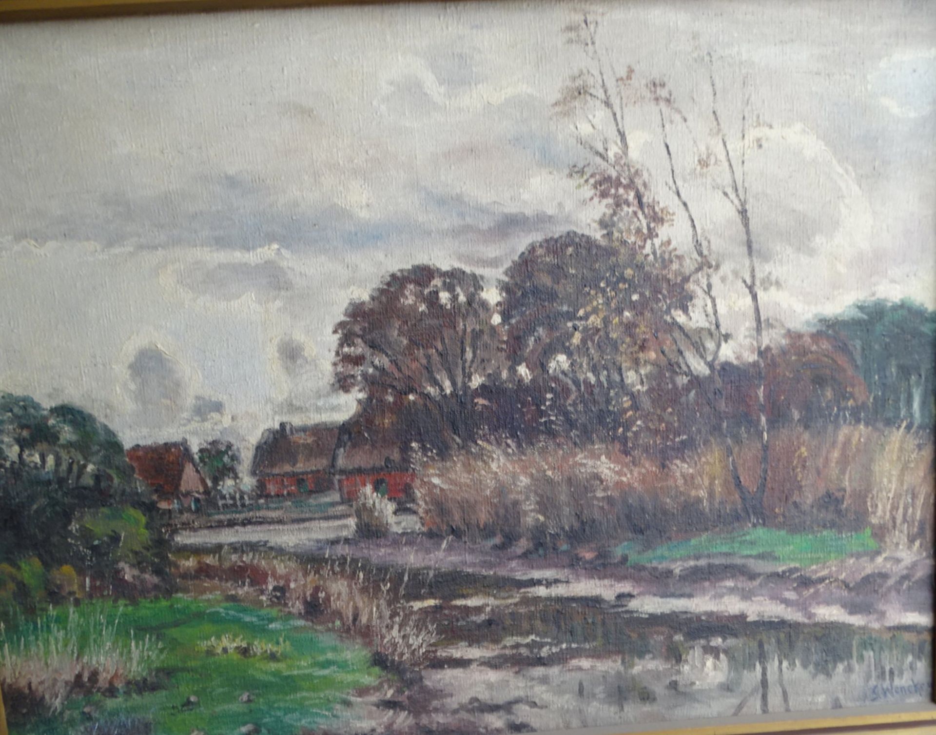 Sophie WENCKE (1874-1963)  "Bauernhaus bei Worpswede" grosses Gemälde Öl/Leinen, gerahmt, RG 84x103 - Bild 4 aus 6