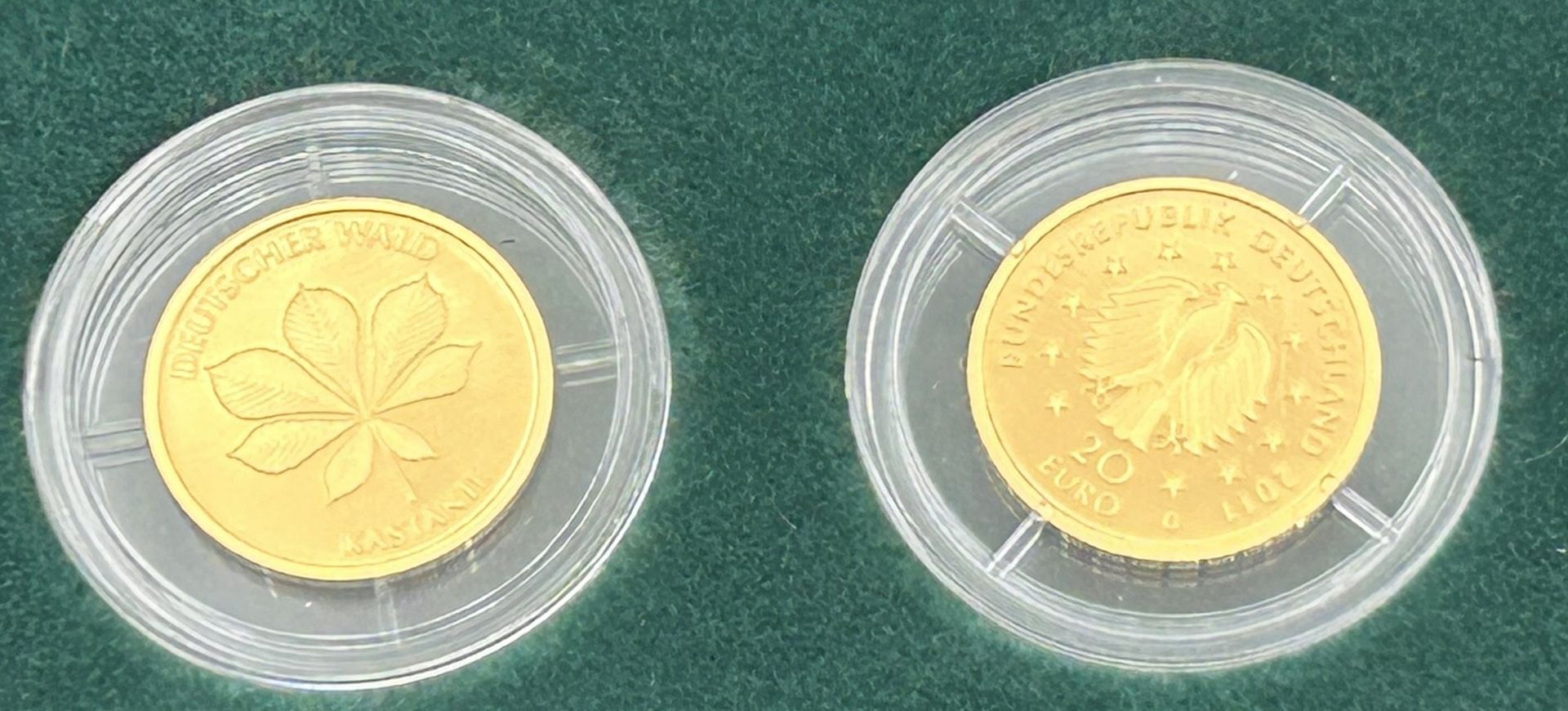 5x  20 Euro  Goldmünzen-999-, Serie der Deutsche Wald, je 3,89 gr. (1/8 Unze) in 2000 Auflage, zus. - Bild 5 aus 8