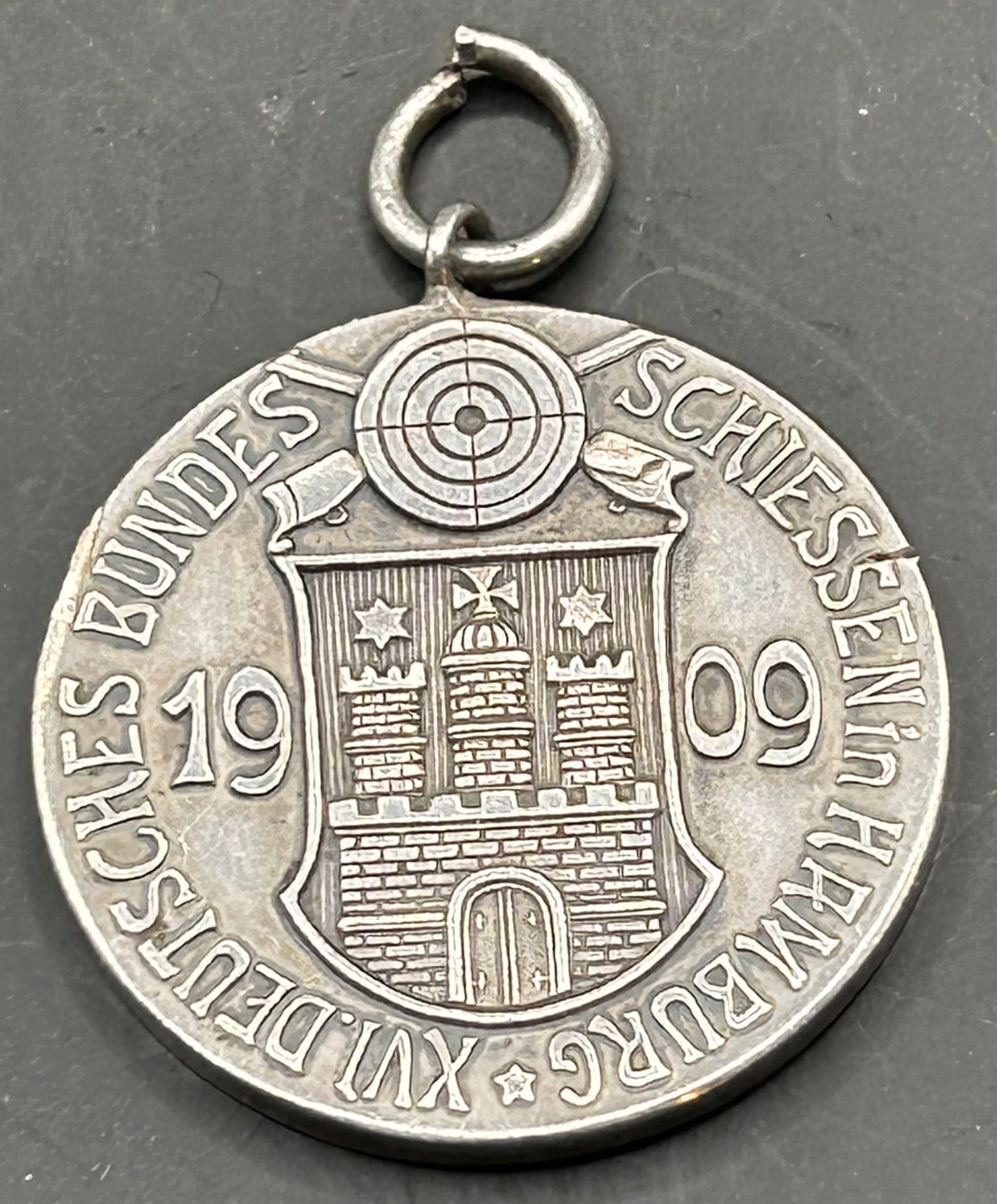 Silber-Schützenmedaille von 1909, D-3,2 cm15,2 gr.