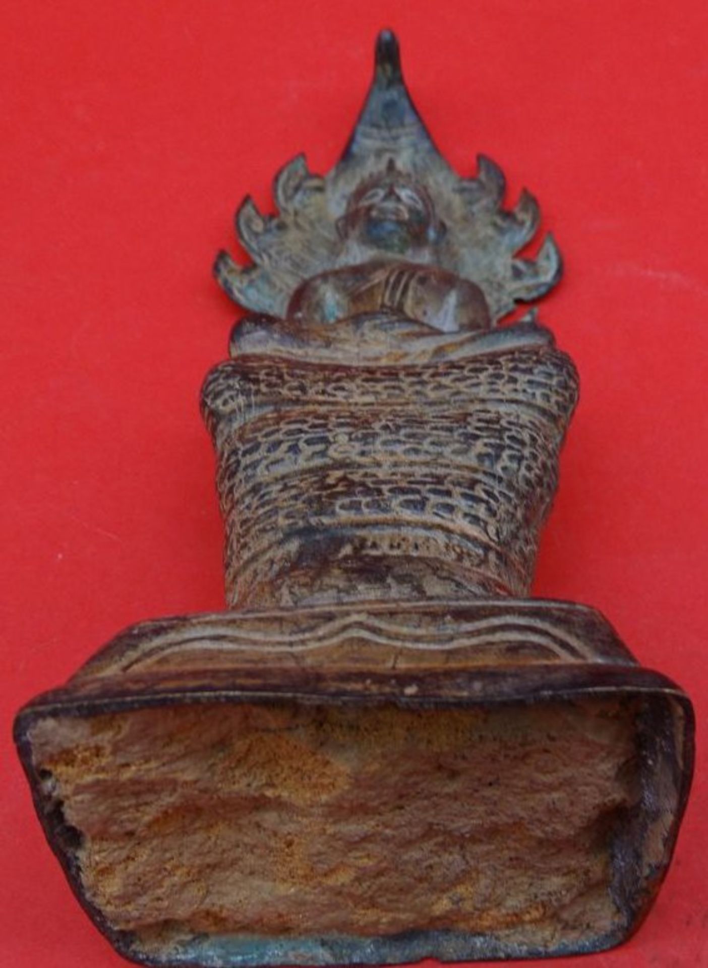 Bronze, thronende Gottheit, älter, H-22 cm - Bild 5 aus 5