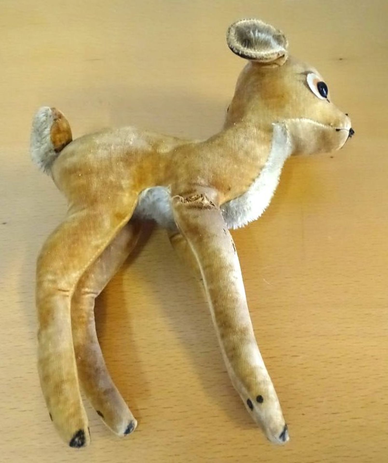 gr. Steiff Bambi, Samt, nur Knopf, H-21 cm, bespielt - Bild 5 aus 5