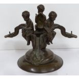 Tischlampenfuss oder ähnliches? Bronze, 3 Putti, H-21 cm, D-29 cm