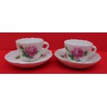 2x Moccatassen mit U.T. "Meissen" Rote Rose, 2.Wahl