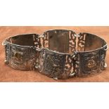 massives Silber-900- Armband mit 18 Kt. Goldapplikationen auf jedem Feld mitiig, 31,3 gr.