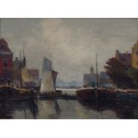 Rudolf WEBER (1872-1949) "Hafenansicht", Öl/Leinen, 60x80 cm, gerahmt, RG 75x93 cm