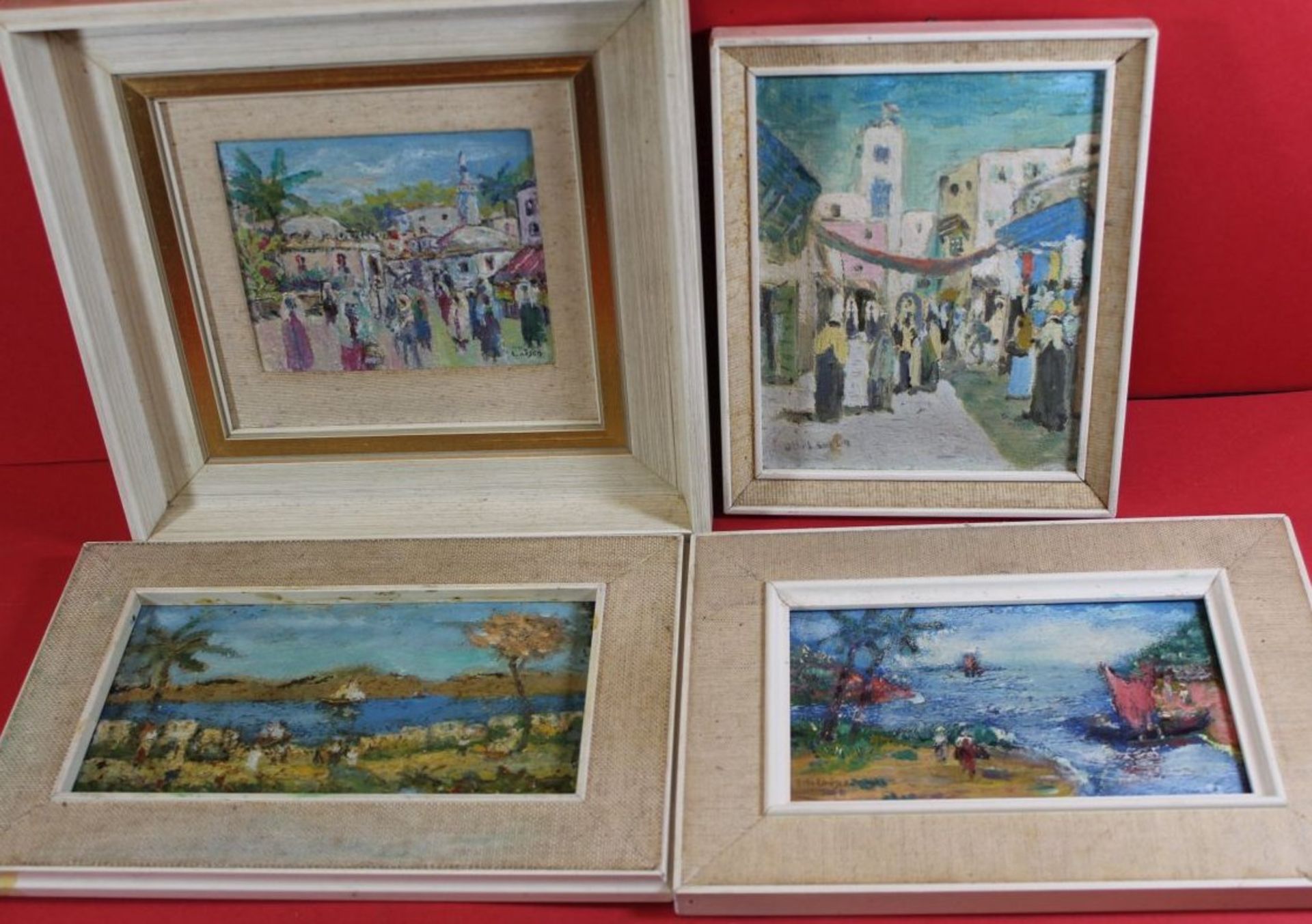 Otto LARSEN (1889-1970) 4xkl. Gemälde mit orientalischen Szenen, alle gerahmt RG ca. 17x25 und