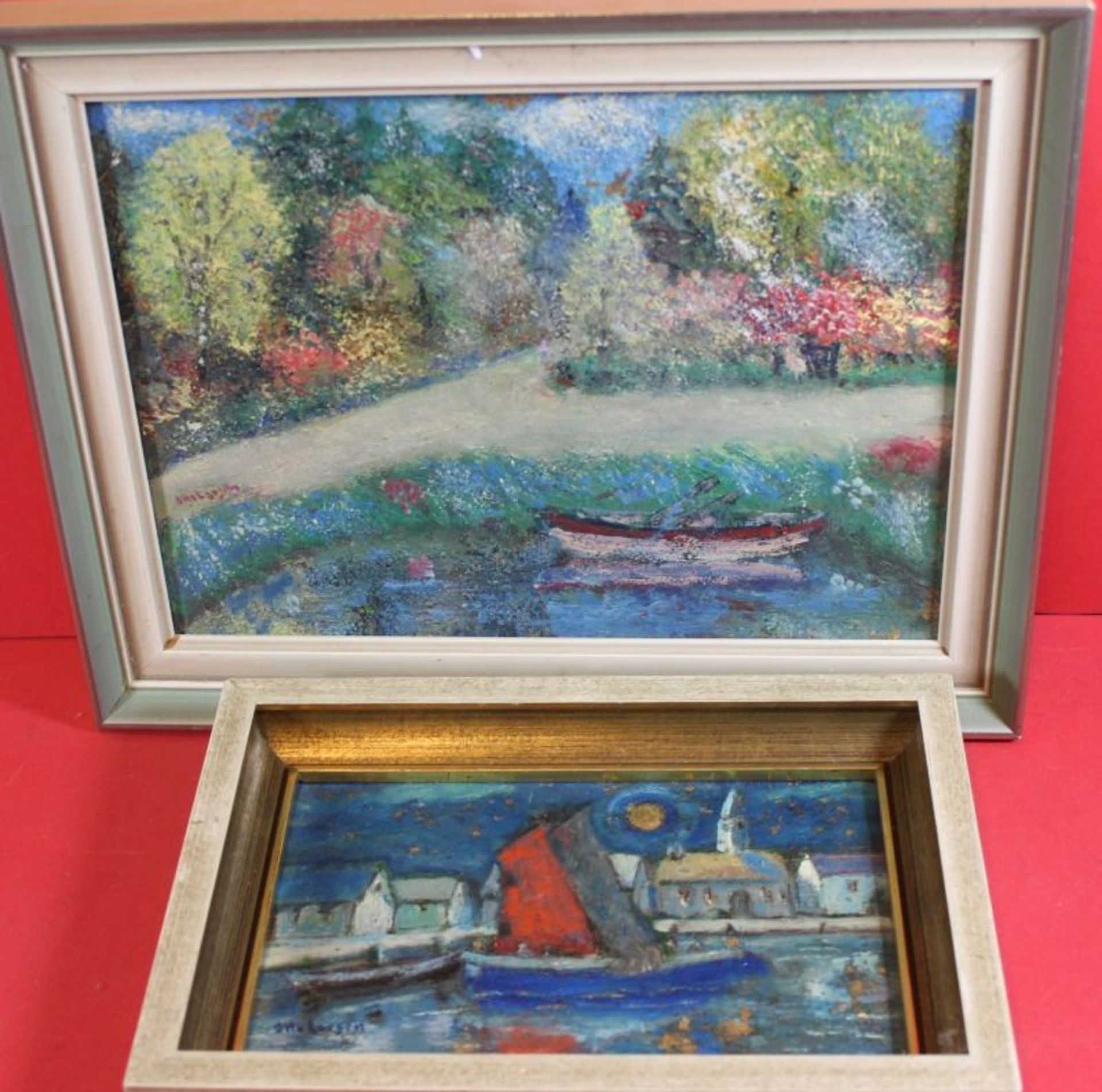 Otto LARSEN (1889-1970) 2x kleine Gemälde, gerahmt