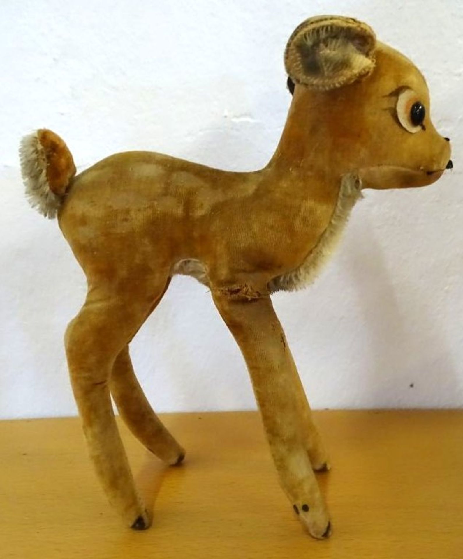 gr. Steiff Bambi, Samt, nur Knopf, H-21 cm, bespielt - Bild 3 aus 5