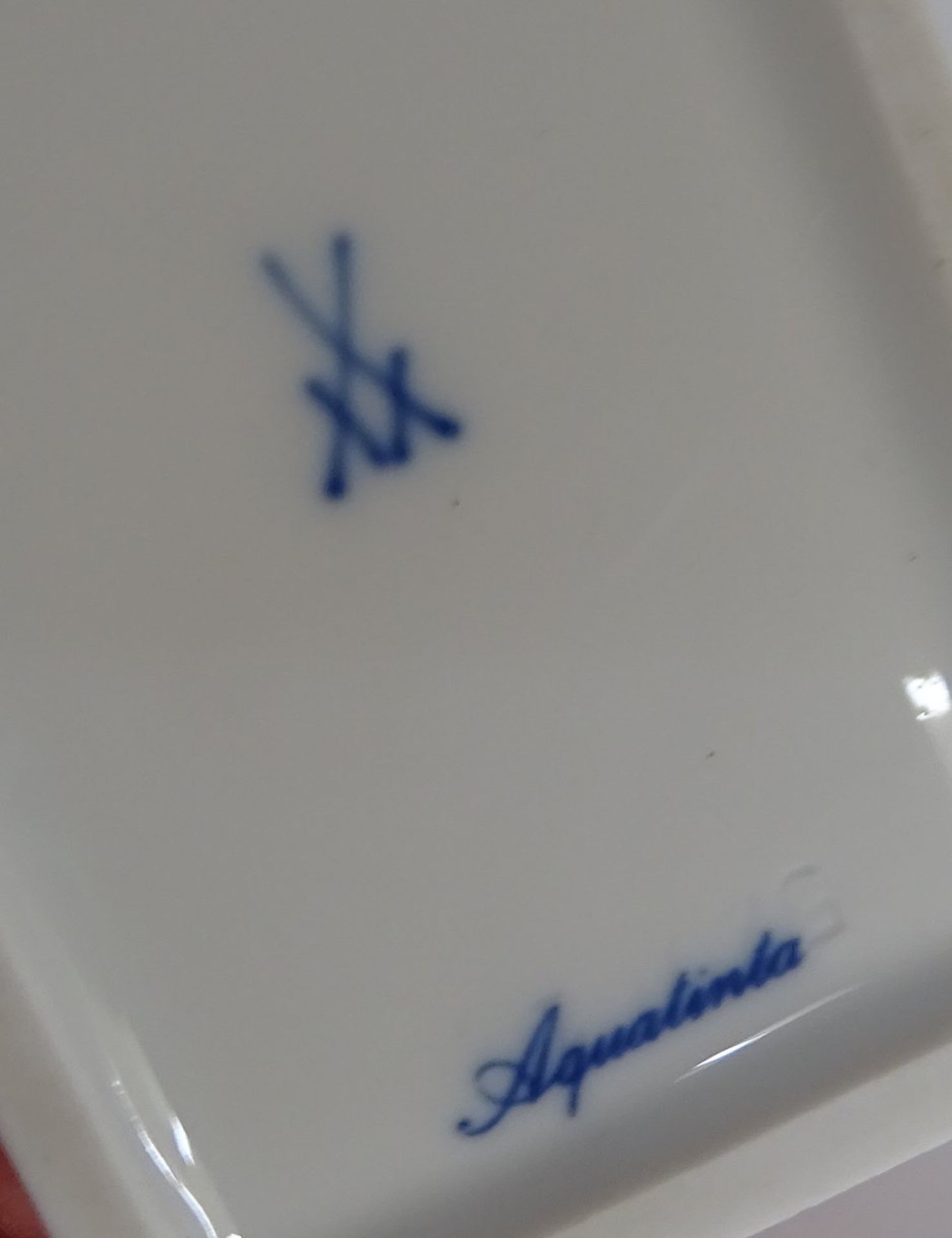 Teedose "Meissen" Aquatinta, H-13 cm, B-7,5 cm, Deckelgriss kaum sichtbar geklebt - Bild 5 aus 5