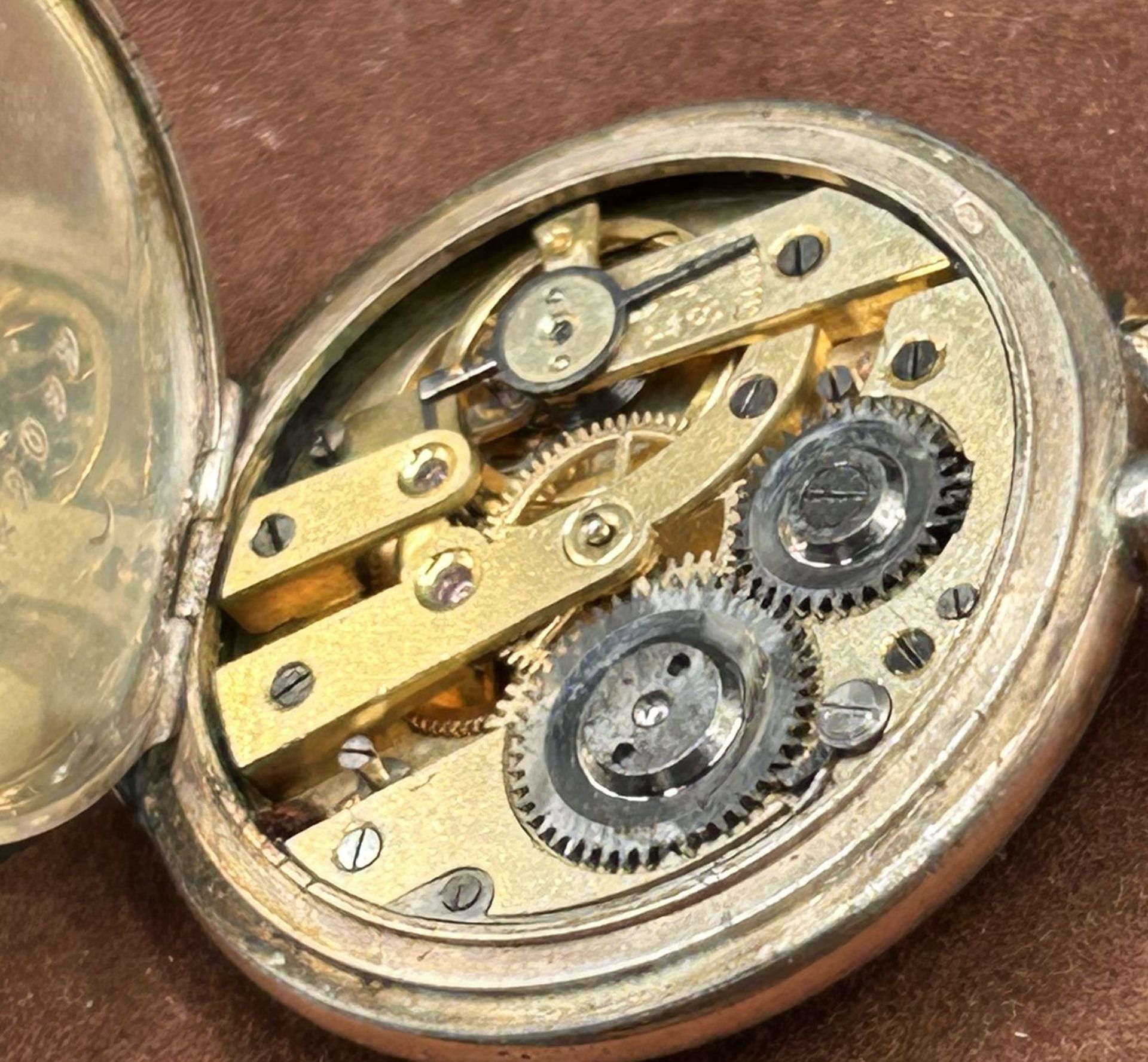 Damen Umhängeuhr in Silbergehäuse-800-,2 Deckel Silber, Werk läuft, D-3 cm - Bild 4 aus 4