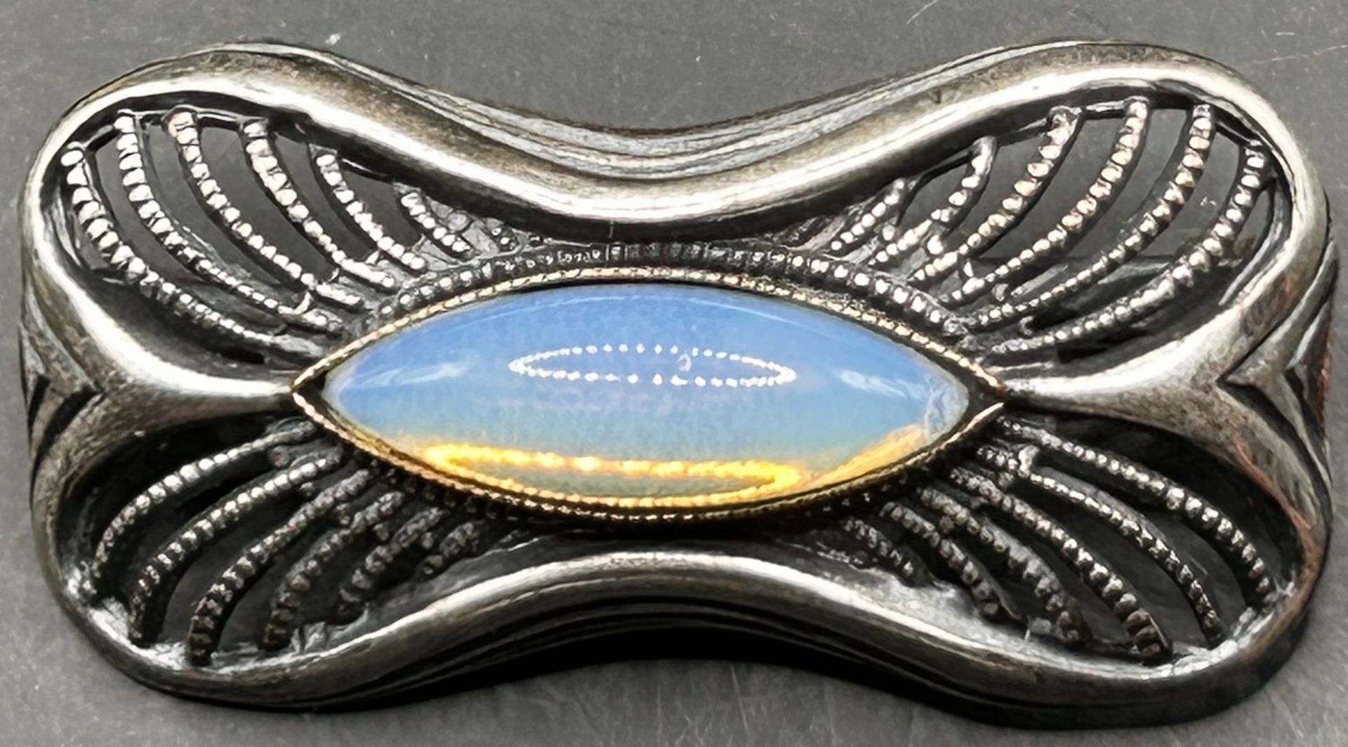 Silberbrosche mit Opal,4x2 cm, 5,5 gr. - Image 5 of 6
