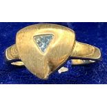 Silberring-925-, vergoldet, blauer kl. Stein, RG 57, 2,9 gr