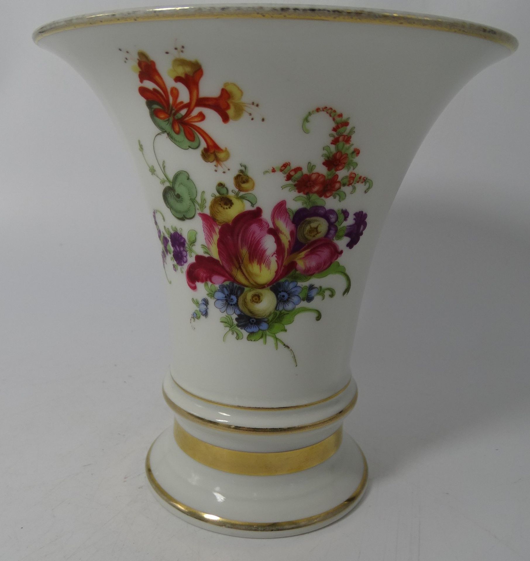 Trichtervase "Fürstenberg", Blumendekor, H-16 cm, D-15,5 cm - Image 2 of 4