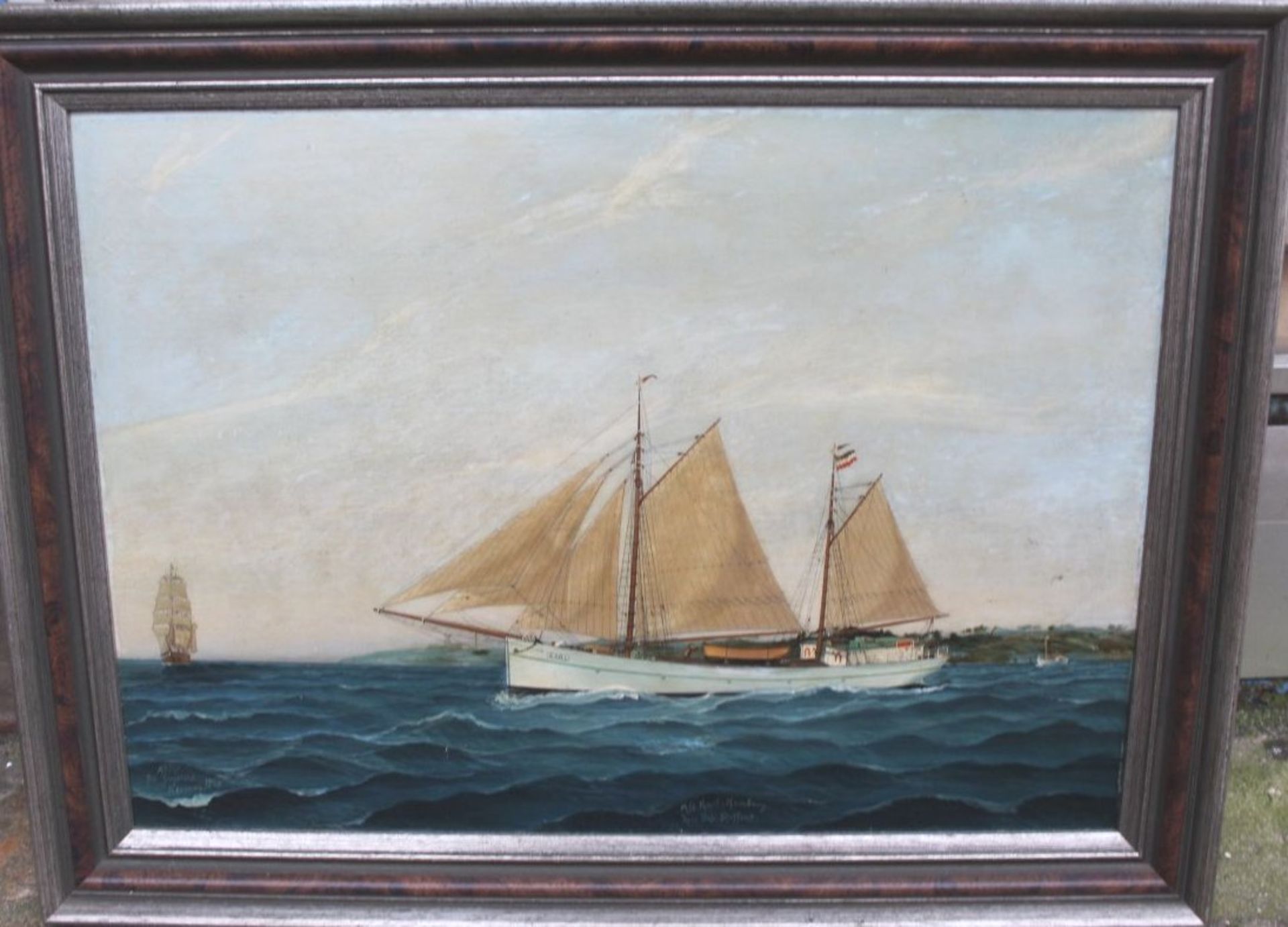 Julius GREGERSEN (1860-1953) , 1929, Kapitänsbild beschriftet und betitelt "MS Karl-Hamburg, Kapit - Image 2 of 7