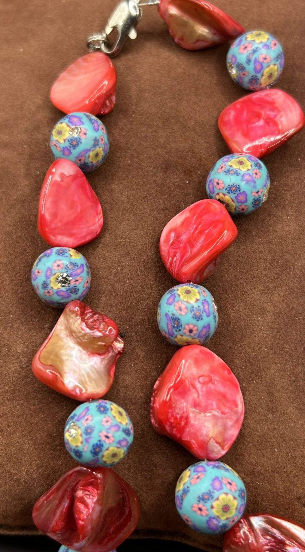 Halskette, rote Steine und Glaskugeln (Gablonz?), L-46 cm - Image 4 of 4