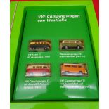 Brekina, 4 VW Campingbusse von Westfalia, ineu n Display, 1:87, H0