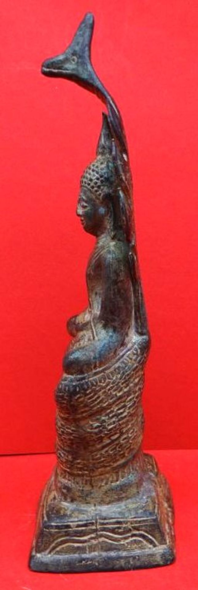 Bronze, thronende Gottheit, älter, H-22 cm - Bild 3 aus 5