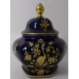 Deckelvase "Bareuther" Cobalt mit Gold, H-16 cm, D-14 cm