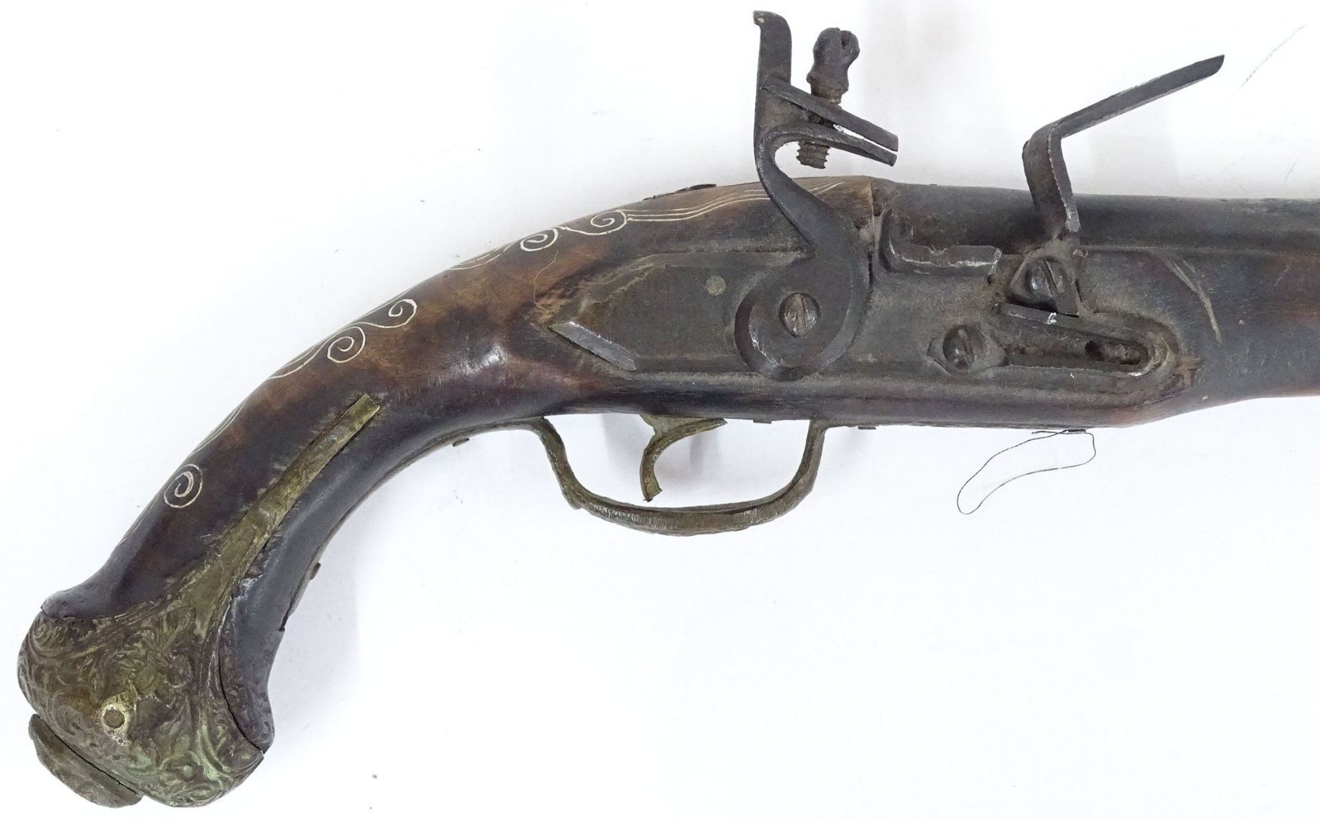 Steinschlloss-Pistole, wohl Deko. L-44 cm - Bild 3 aus 8