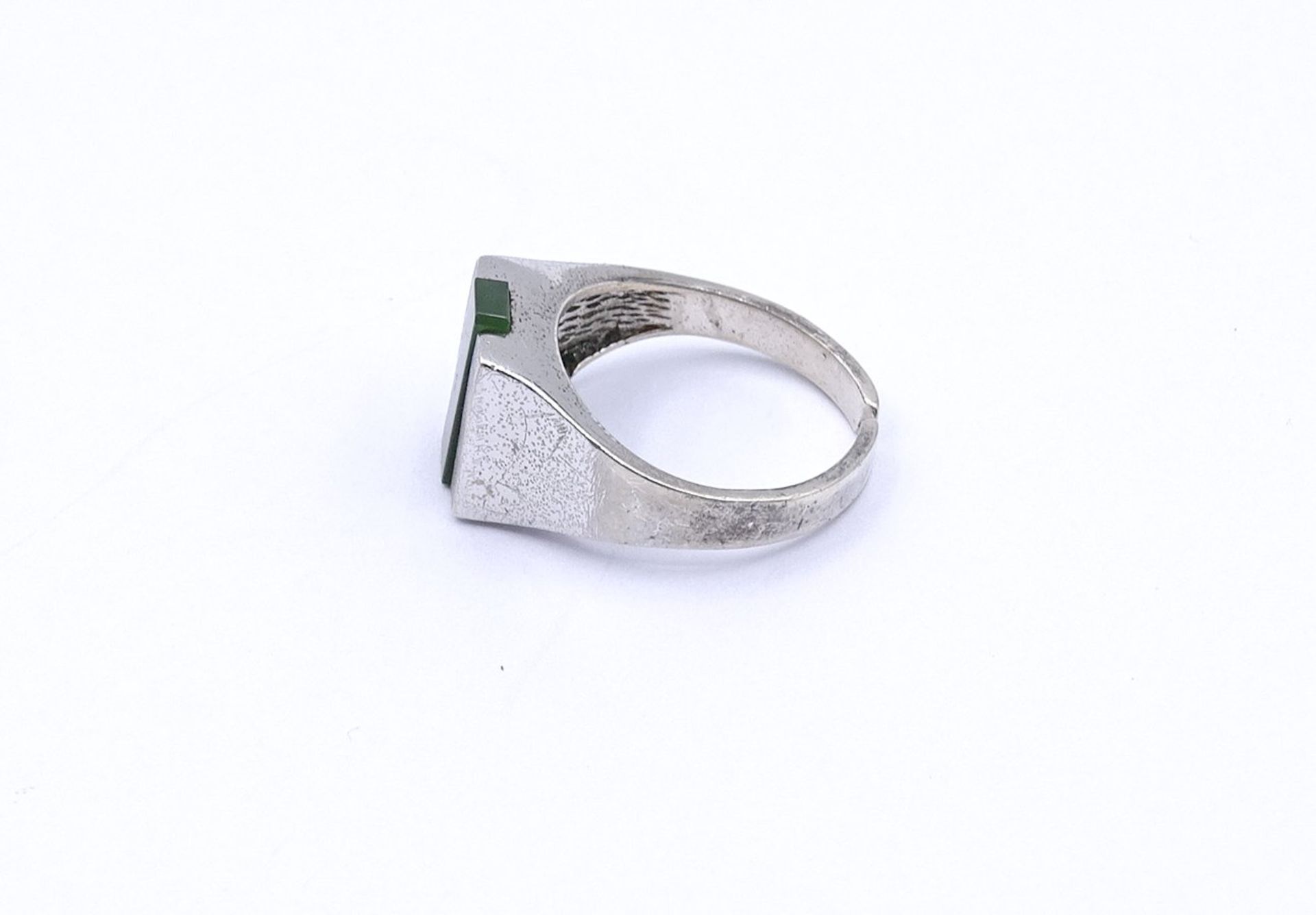 Silberring mit Jade, offene Ringschiene, 4,4g., RG 54 - Bild 3 aus 4