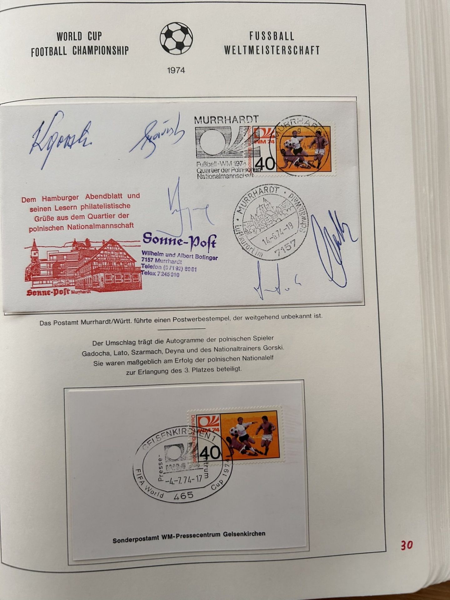 sehr umfangreiches Album "Fussbal WM 1974" selbst zusammengestellt 1975 mit Briefmarken, Münzen, mi - Bild 9 aus 17