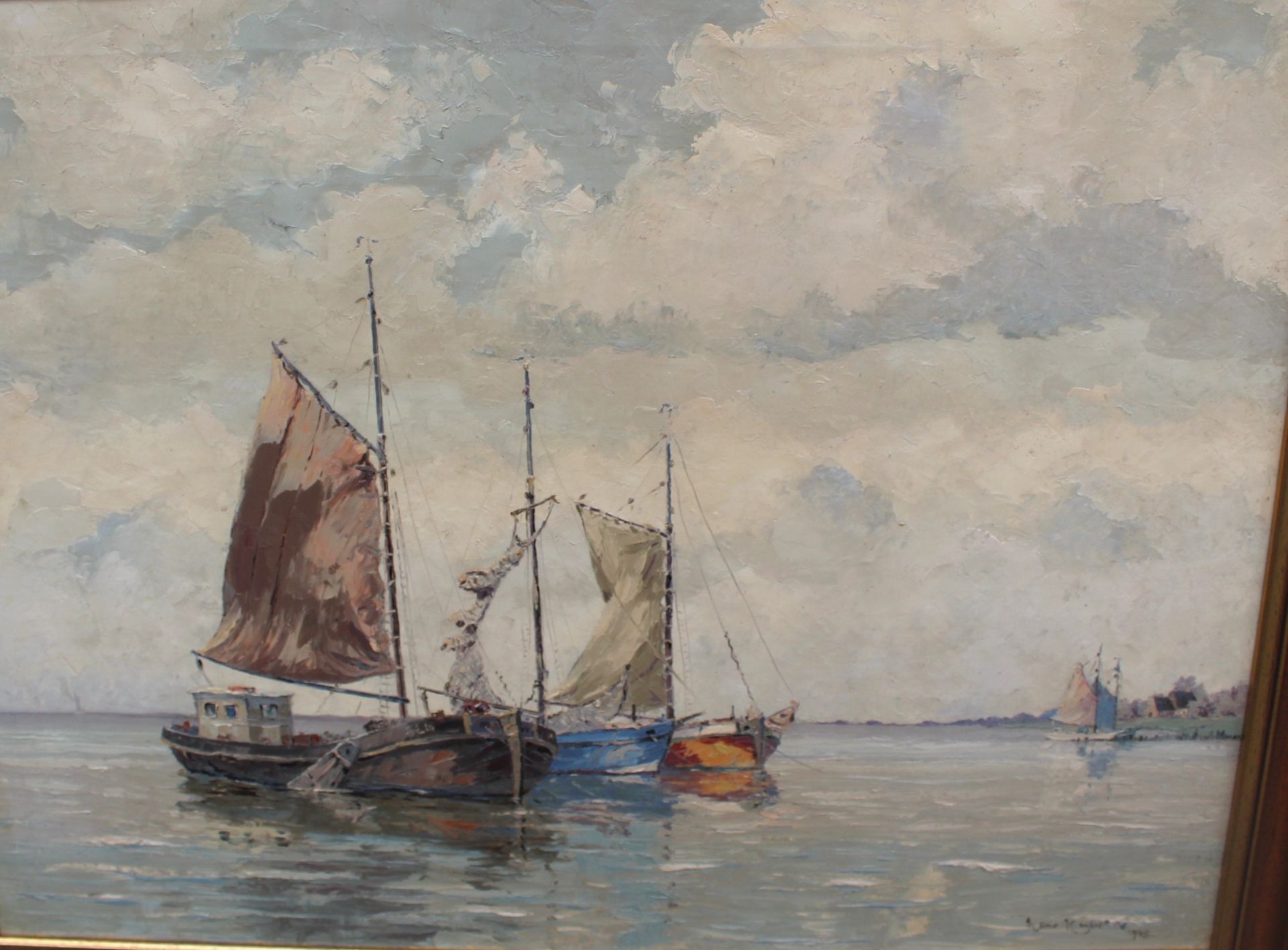 Hans HENTSCHKE (1889-1969) "Fischerboote" gr. Gemälde, Öl/Leinen RG 71x91 cm - Image 2 of 4