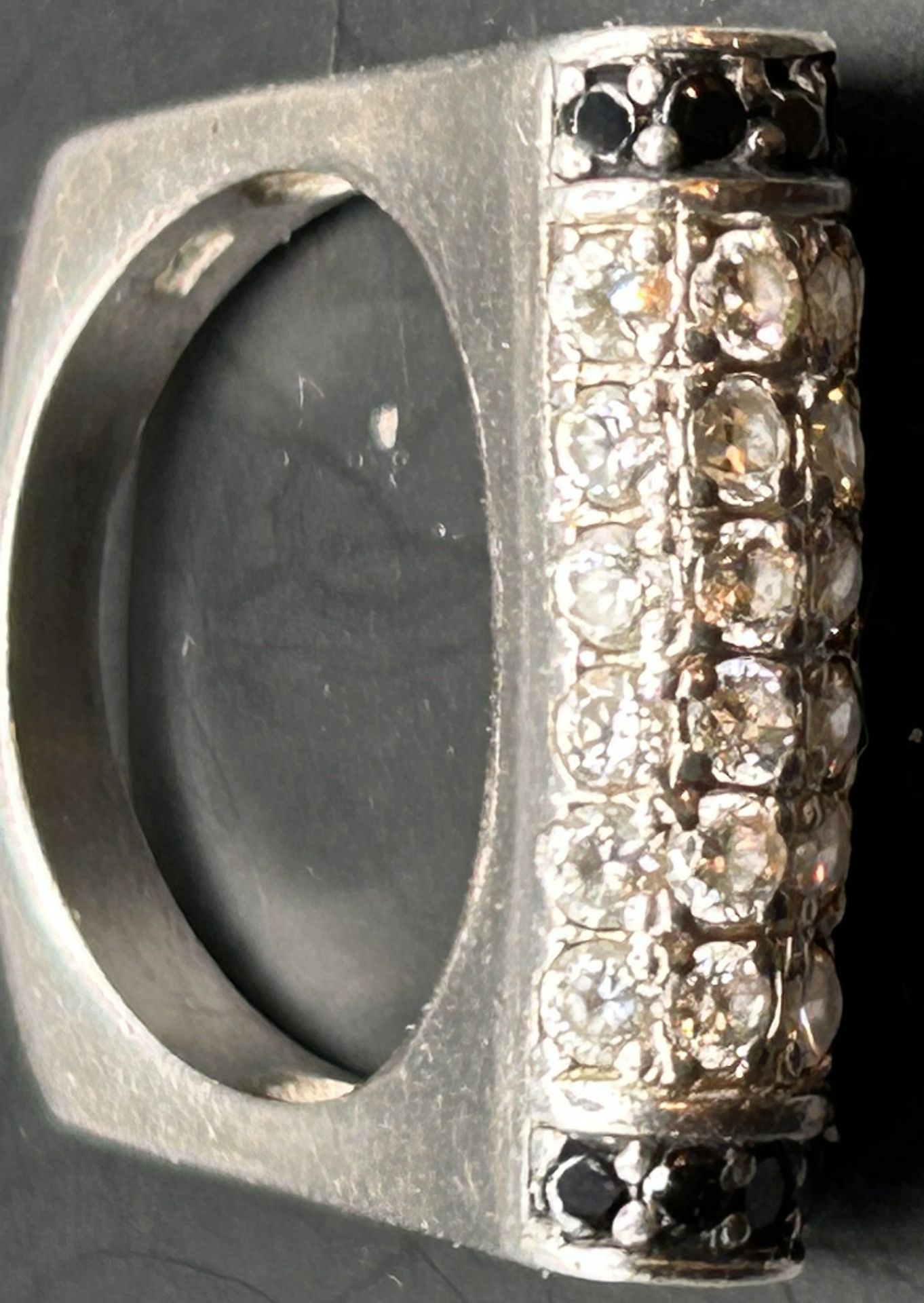 Silberring-925- mit klaren und schwarzen Steinen - Bild 3 aus 4