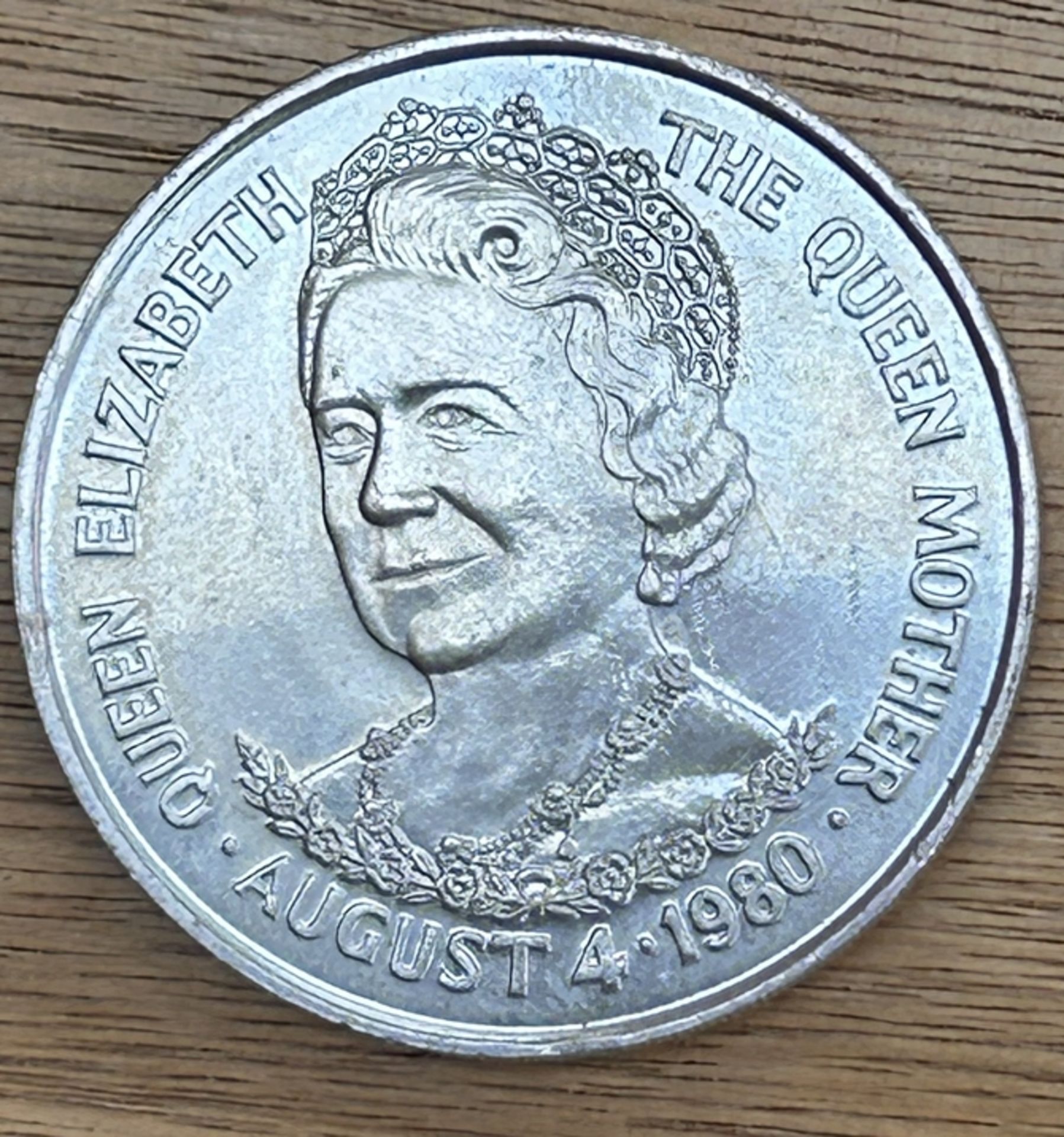 25 Pence-Elizabeth II Queen Muther, 4. Aug. 1980, Tristan da Cunha, Silber-925-, 25,5 gr