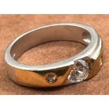 Silberring, tw. 18 Kt. gold plated, klare Steine, RG 543,2 gr.