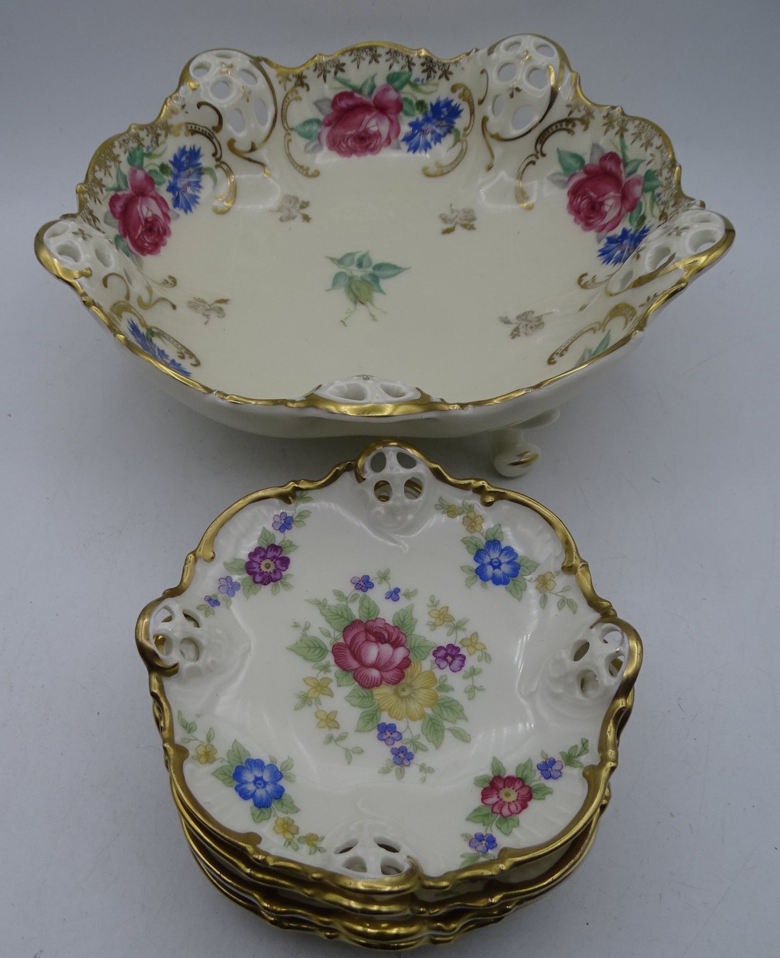 Konfektschale mit 4 Schälchen "Rosenthal" Moliere, H-6,5 cm, D-19 und 9 cm - Bild 3 aus 4