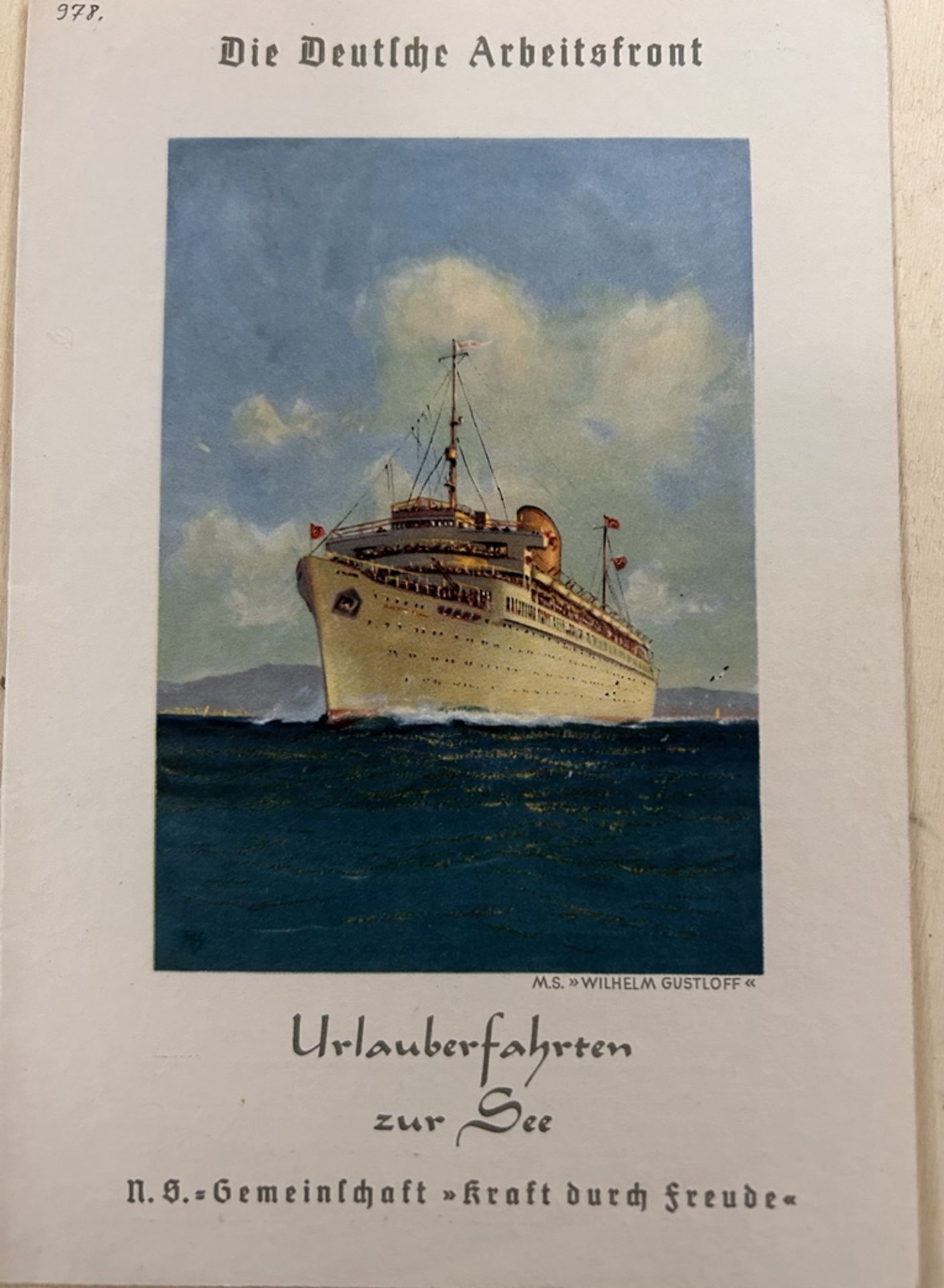 Tagesordnung und Speisekarte des KdF Dampfers Wilhelm Gustloff, 7.Reise, 11.Juli 1938 (am 30.Jan. 1