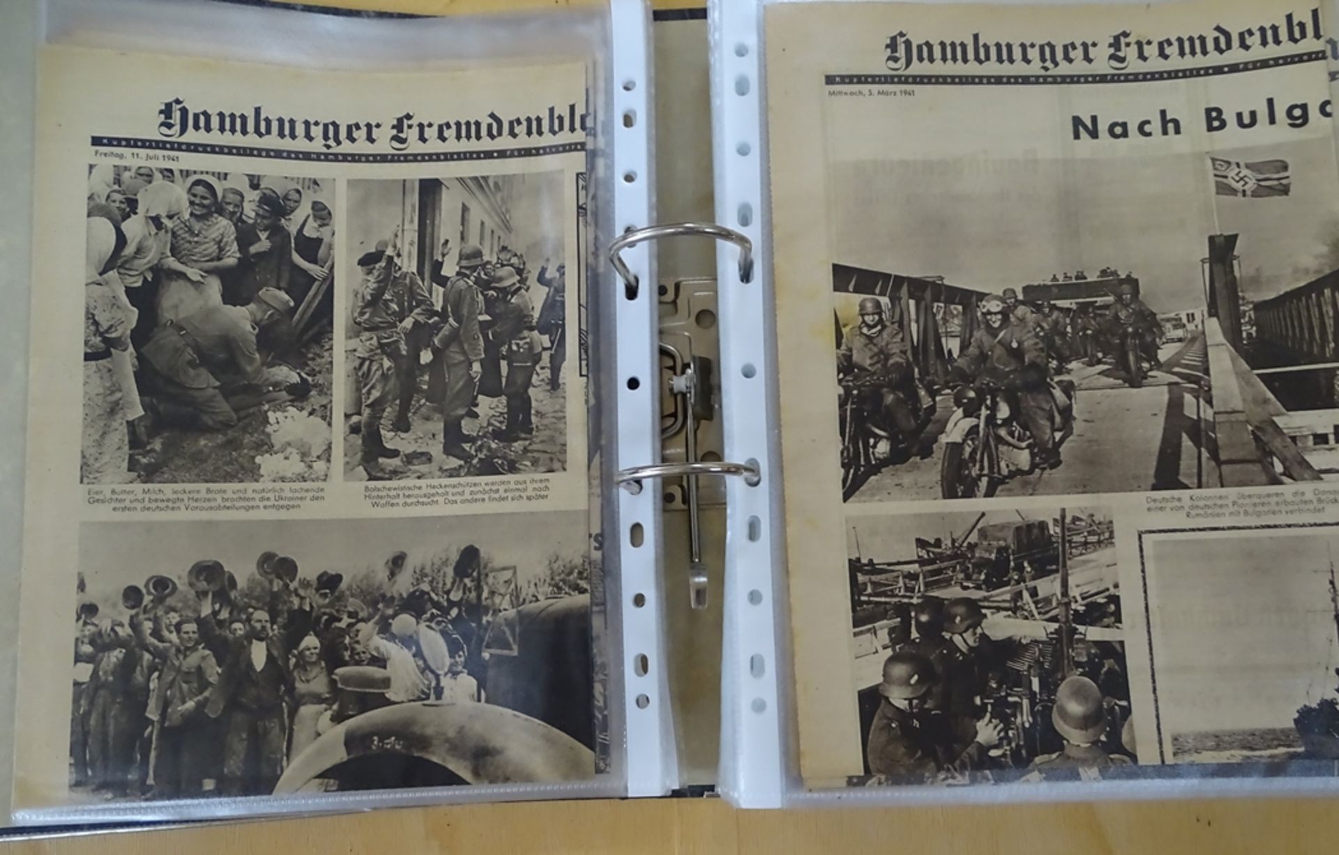 Mappe mit ca. 60 SHüllen mit Hamburger Titelblätter etc. Zeitungen, der 40- er Jahre, einige wohl - Image 2 of 13