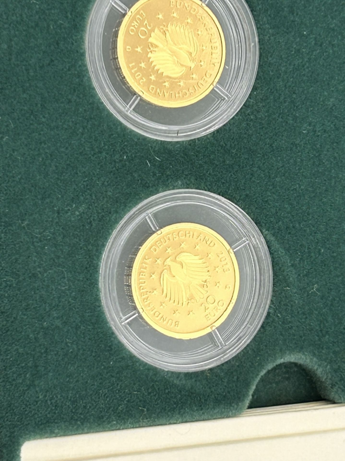 5x  20 Euro  Goldmünzen-999-, Serie der Deutsche Wald, je 3,89 gr. (1/8 Unze) in 2000 Auflage, zus. - Bild 6 aus 8